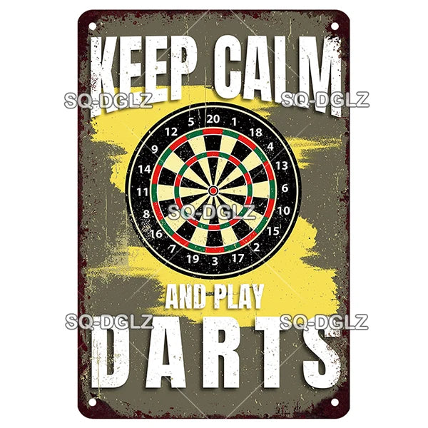 Vintage Keep Calm Dart Game Metal Sign Tin Sign Shop Metal Plaque Decoration Plate Decor For Pub Bar Wall Decor Poster Gift