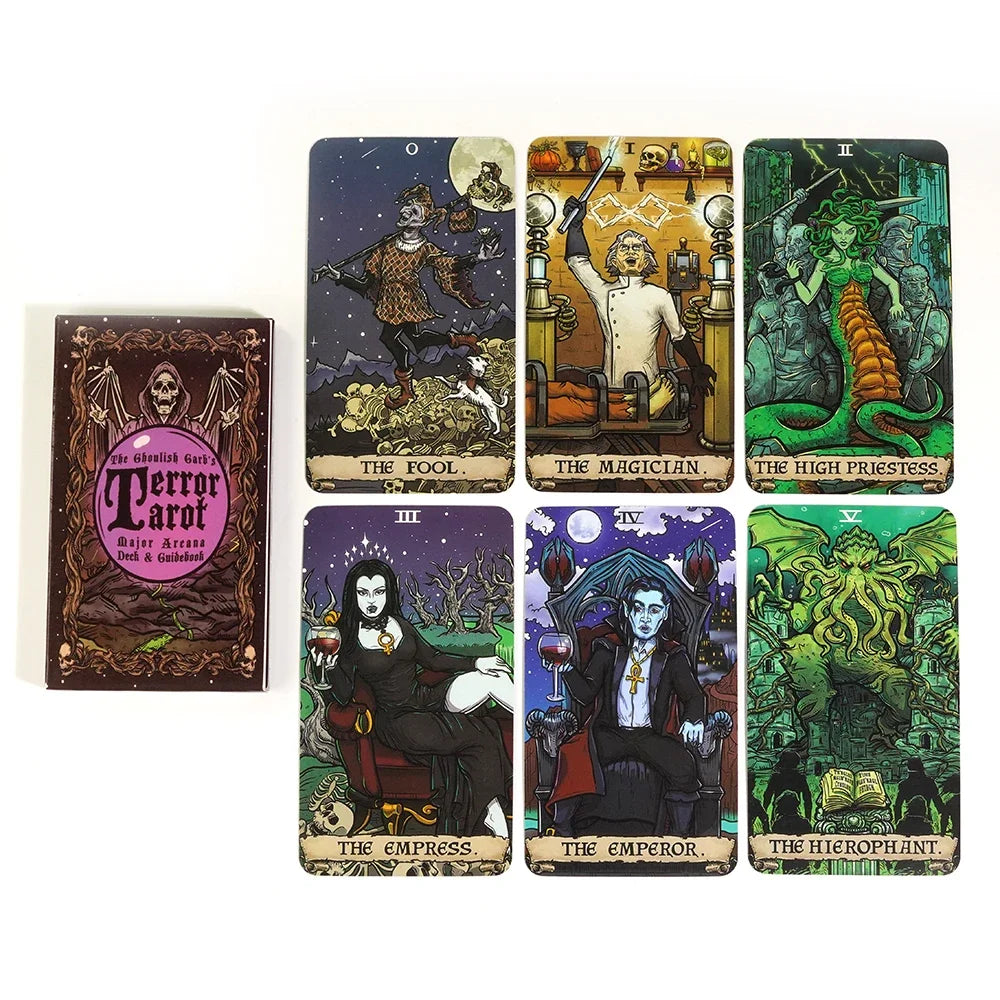 The Ghoulish Garb Terror Tarot 22pcs Cards Major Arcana Tarot Card Deck Gothic Halloween Tarot Deck Board Games Party Game Cards