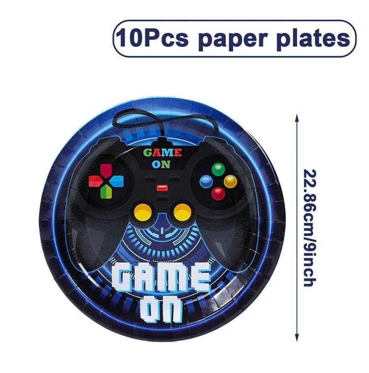 Game On Theme Party Decoration Disposable Paper Plates Cup Video Game Birthday Party Supplies Gaming Boys Birthday Party Decor