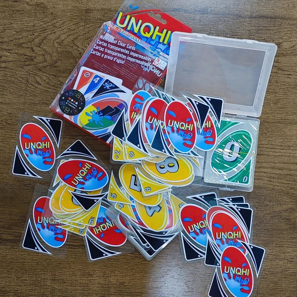 Board Games UNO H2O Card Game WaterProof Pressure Proof PVC Plastic Transparent Kids Toys Playing Cards Halloween Birthday Gifts