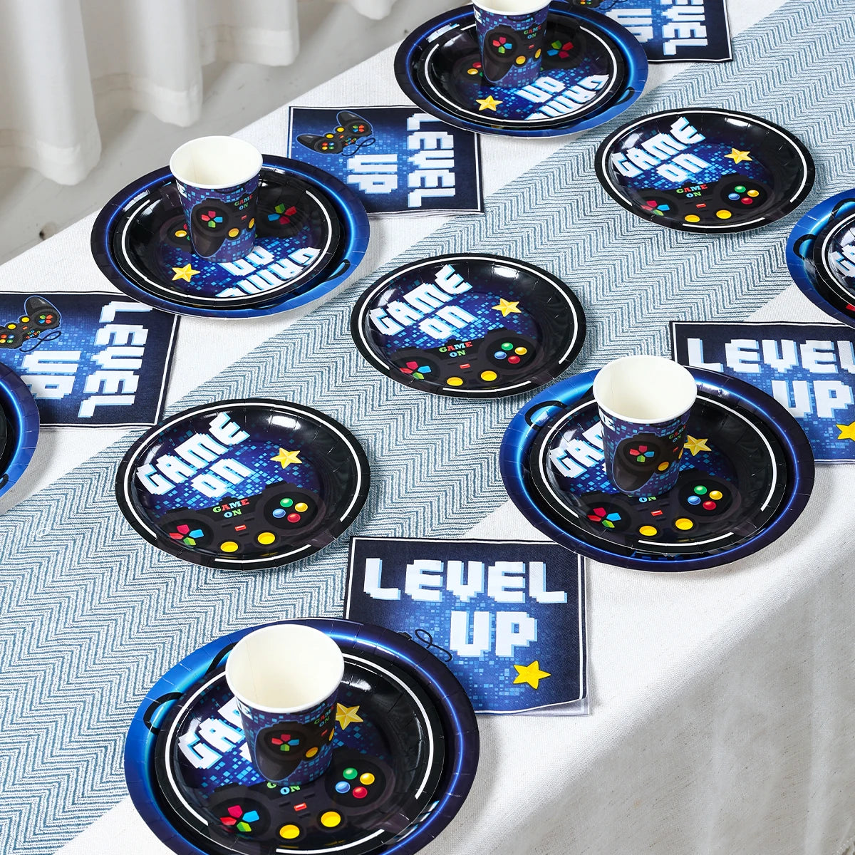 Game On Theme Party Decoration Disposable Paper Plates Cup Video Game Birthday Party Supplies Gaming Boys Birthday Party Decor