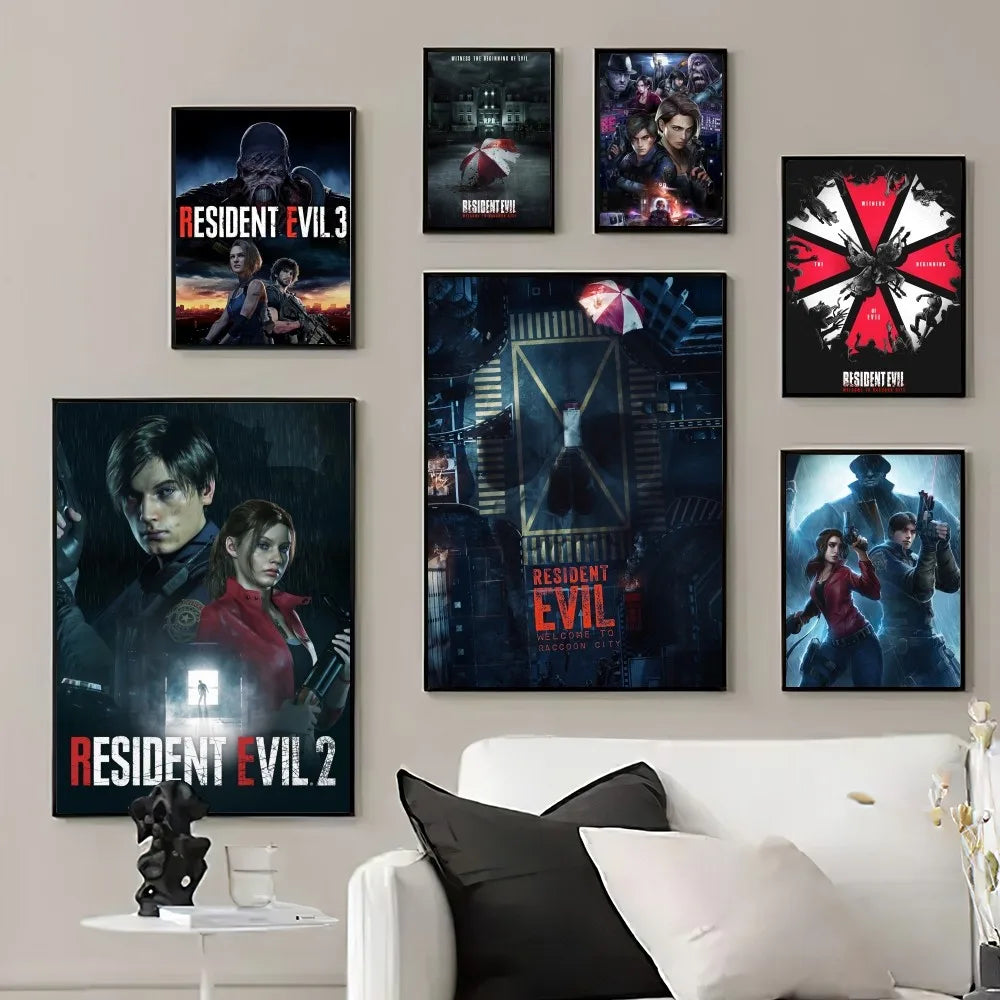 Canvas Painting Game R-RESIDENT EVIL  Poster Prints Wall Pictures Living Room Home Decoration Small