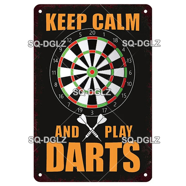 Vintage Keep Calm Dart Game Metal Sign Tin Sign Shop Metal Plaque Decoration Plate Decor For Pub Bar Wall Decor Poster Gift