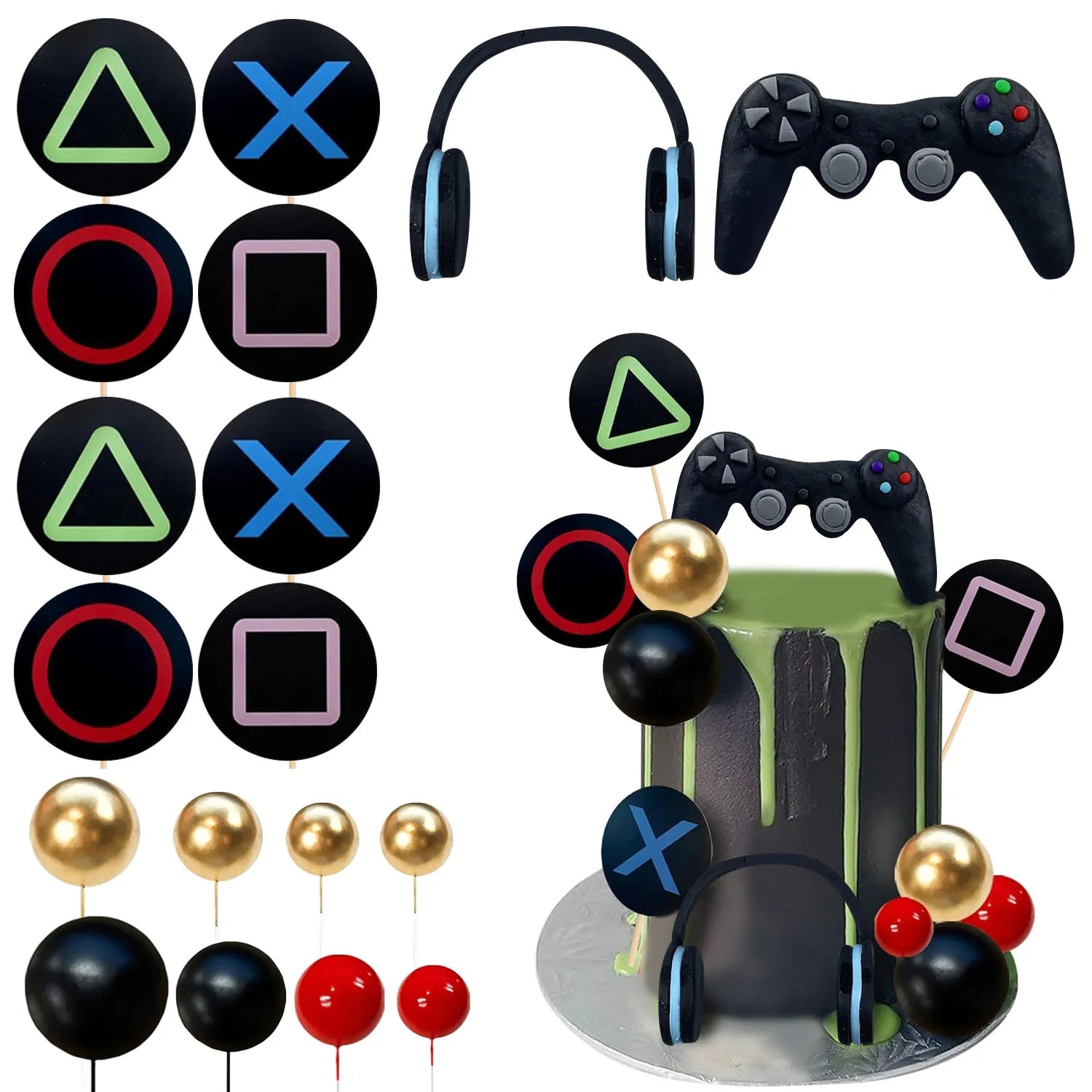 Video Game Themes Cake Toppers Cake Decoration Headset Cake Decoration Game Console Controller Cake Decoration Game Theme