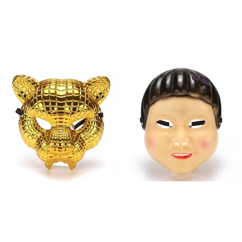 Korean Game 3 Korean TV Cosplay Costumes Masks Movie Theme Square Round Triangle BOSS Halloween Gold Leopard Dress up Mask