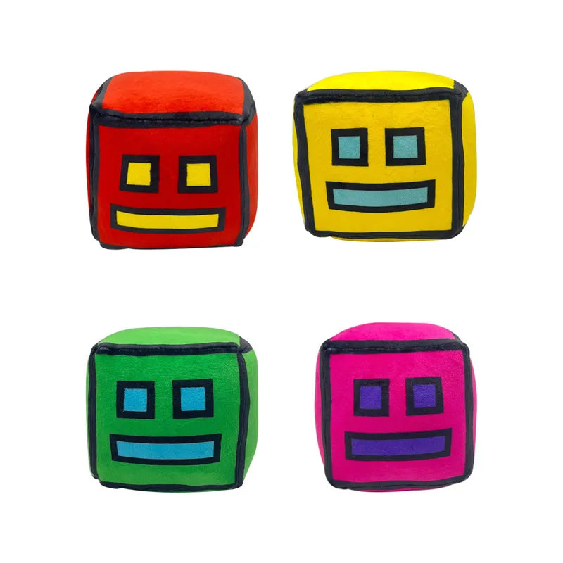 12cm New Halloween Geometry Dash Cube Plush Toys Small Pillow Stuffed Plushie Doll Square Pendant Game Cute Kids Birthday Gift