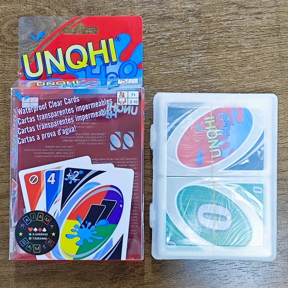 Board Games UNO H2O Card Game WaterProof Pressure Proof PVC Plastic Transparent Kids Toys Playing Cards Halloween Birthday Gifts