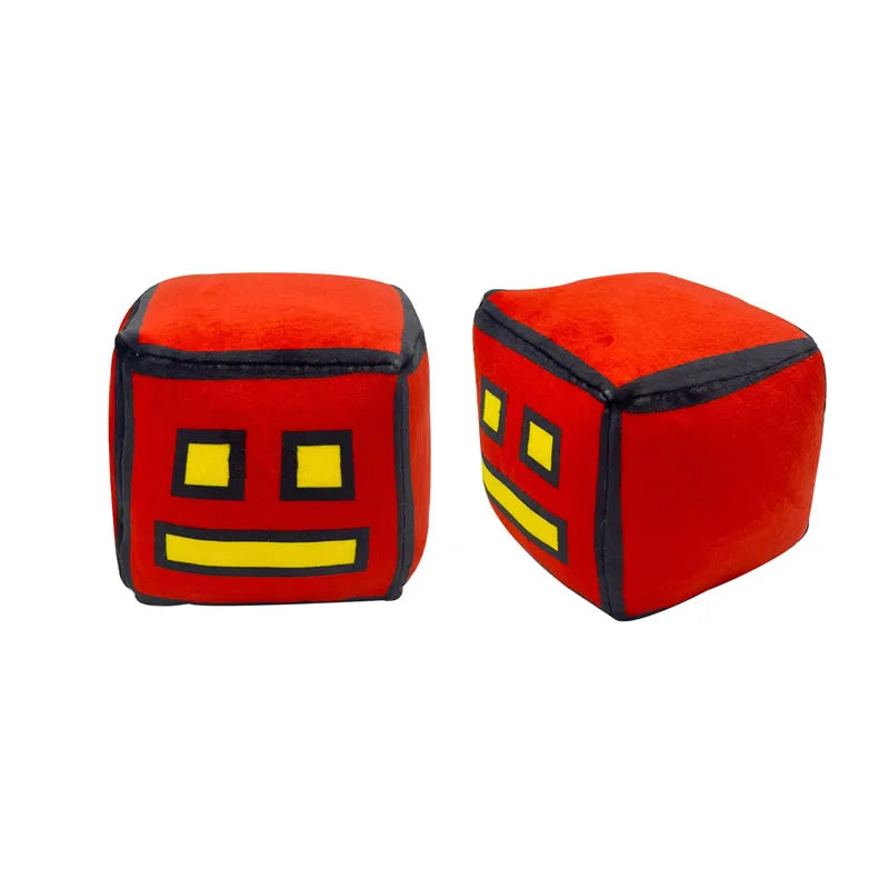 12cm New Halloween Geometry Dash Cube Plush Toys Small Pillow Stuffed Plushie Doll Square Pendant Game Cute Kids Birthday Gift