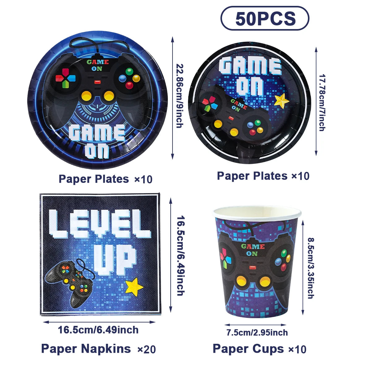 Game On Theme Party Decoration Disposable Paper Plates Cup Video Game Birthday Party Supplies Gaming Boys Birthday Party Decor