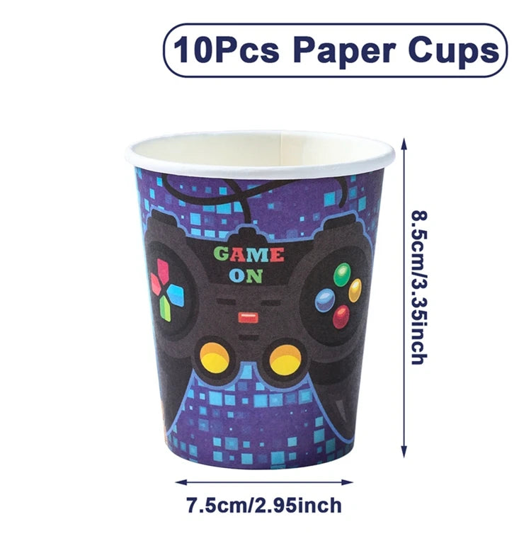 Game On Theme Party Decoration Disposable Paper Plates Cup Video Game Birthday Party Supplies Gaming Boys Birthday Party Decor