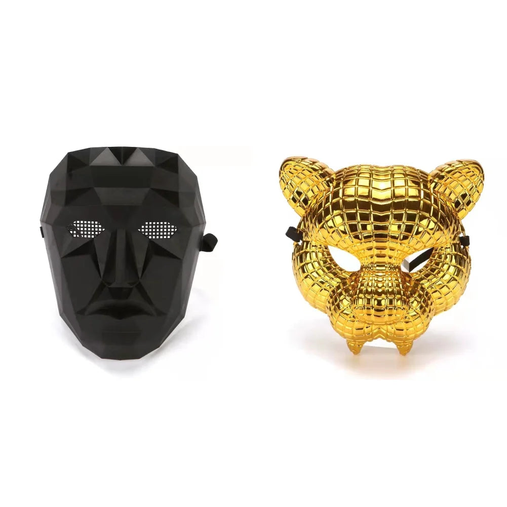 Korean Game 3 Korean TV Cosplay Costumes Masks Movie Theme Square Round Triangle BOSS Halloween Gold Leopard Dress up Mask
